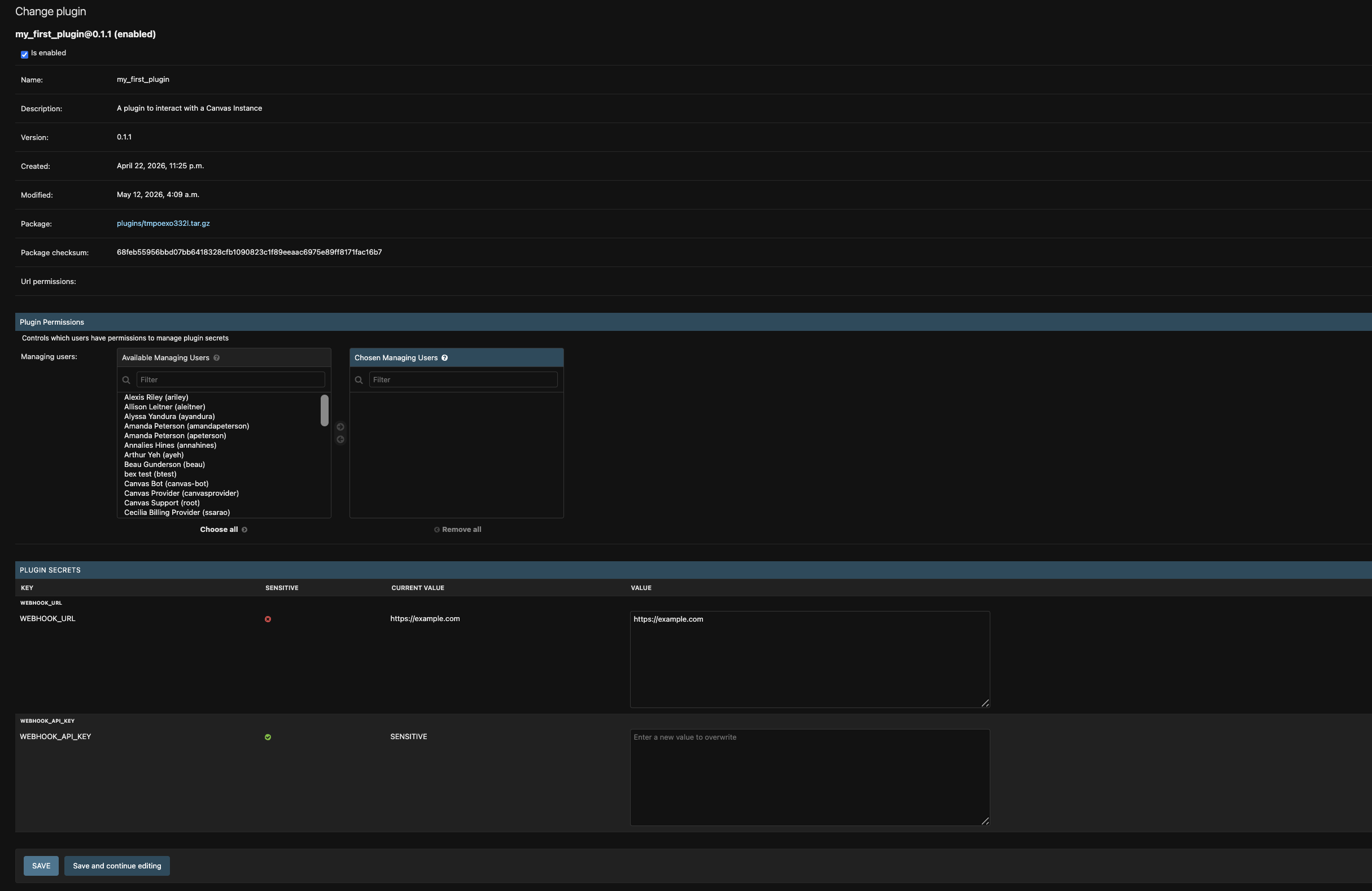 Setting plugin secrets
